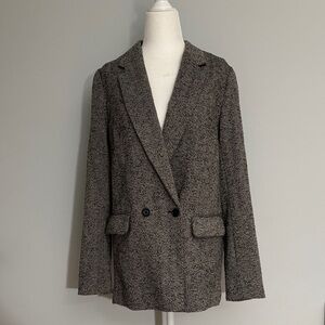 Express Herringbone Blazer - Black and Gray